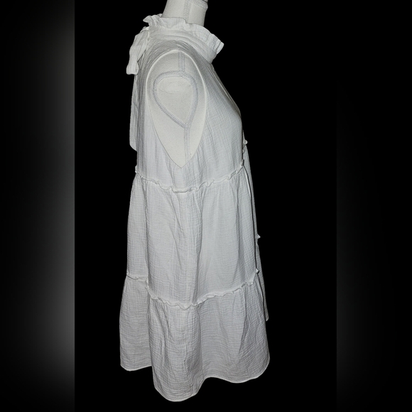 Tuckernuck Pomander Place Morgan White Ruffle Tiered Dress Cotton Lined Sz XL - Picture 4 of 15